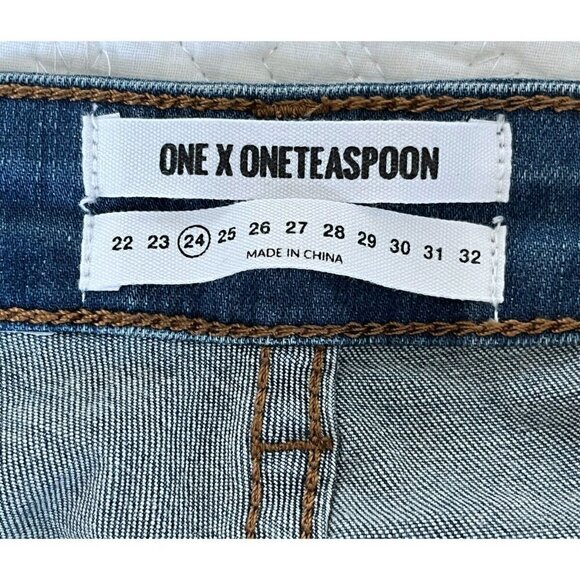 One Teaspoon Blue Muse Floral Embroidered Lola Awesome Baggie Jeans - Picture 5 of 10